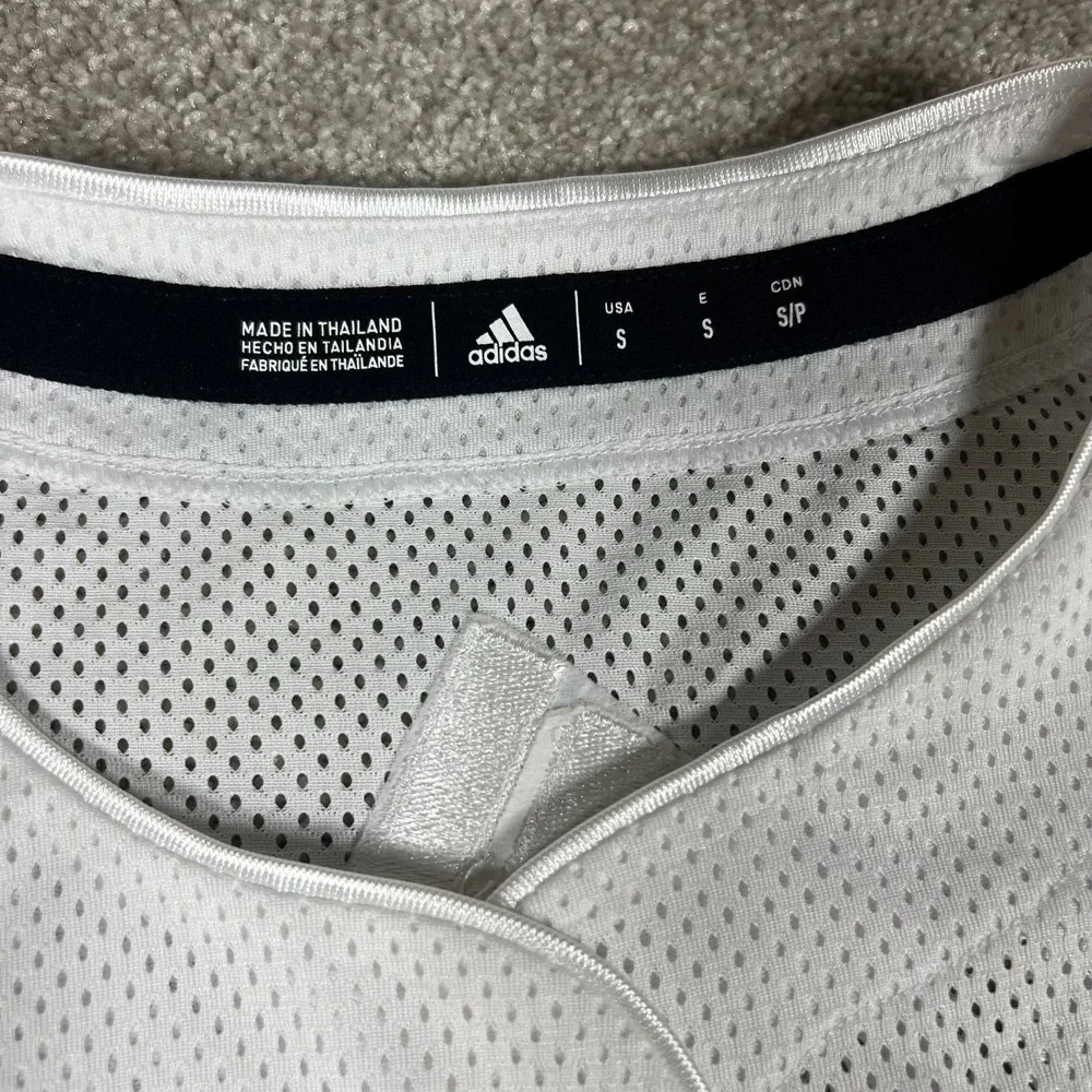 Adidas Womens White Size Small Mesh Button Up Sporty Fashion Jersey Shirt NWT - Picture 5 of 8